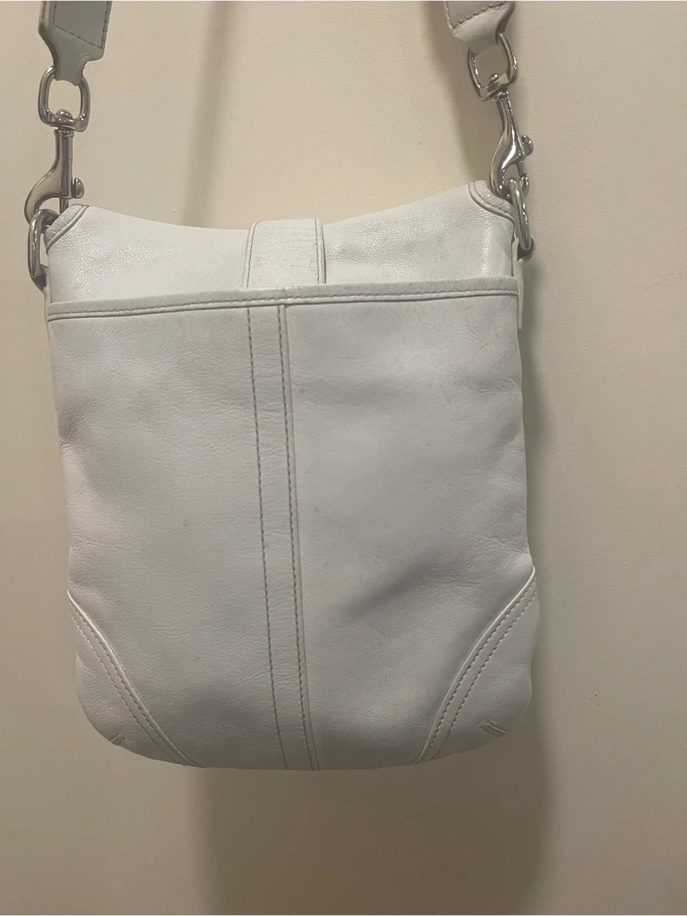 Y2k Coach SoHo Ivory swingpack Leather Crossbody Bag 🍒needs cleaning